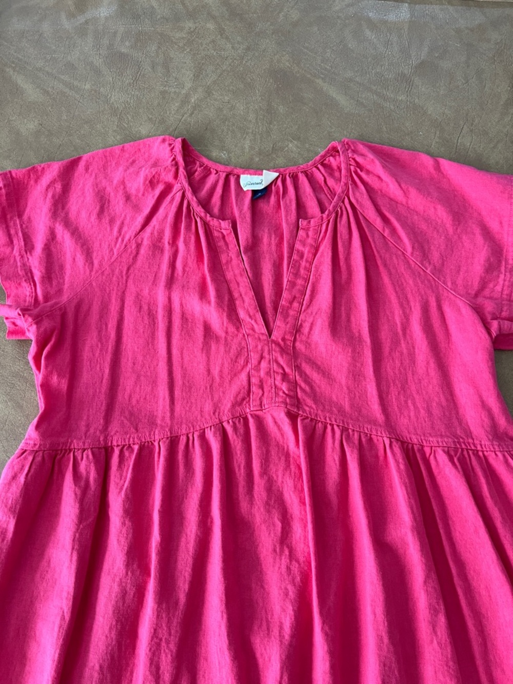 Universal Thread Hot Pink V-Neck Tie-Detail Cotton Dress - Picture 2 of 12